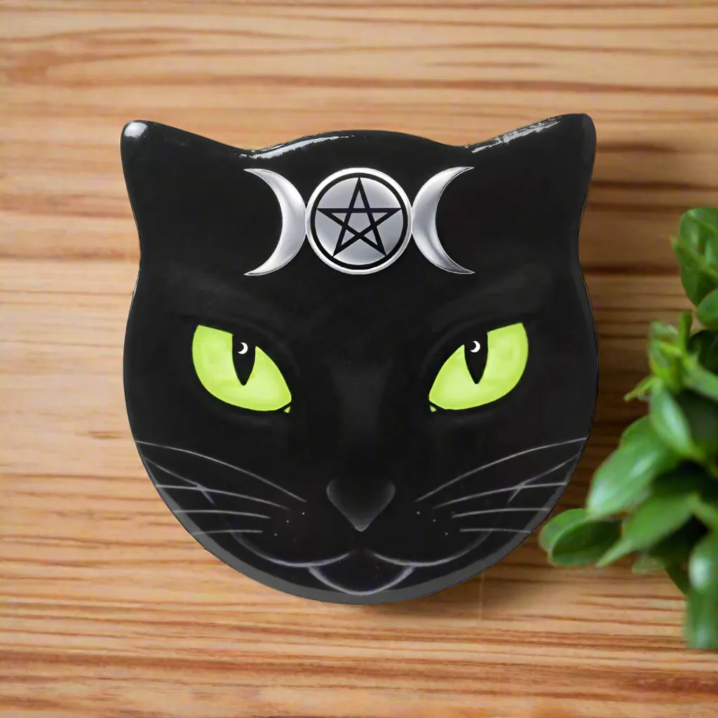 Alchemy Gothic Triple Moon or Sacred Cat Ceramic Black Cats Coasters