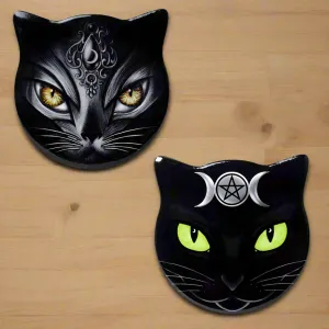 Alchemy Gothic Triple Moon or Sacred Cat Ceramic Black Cats Coasters