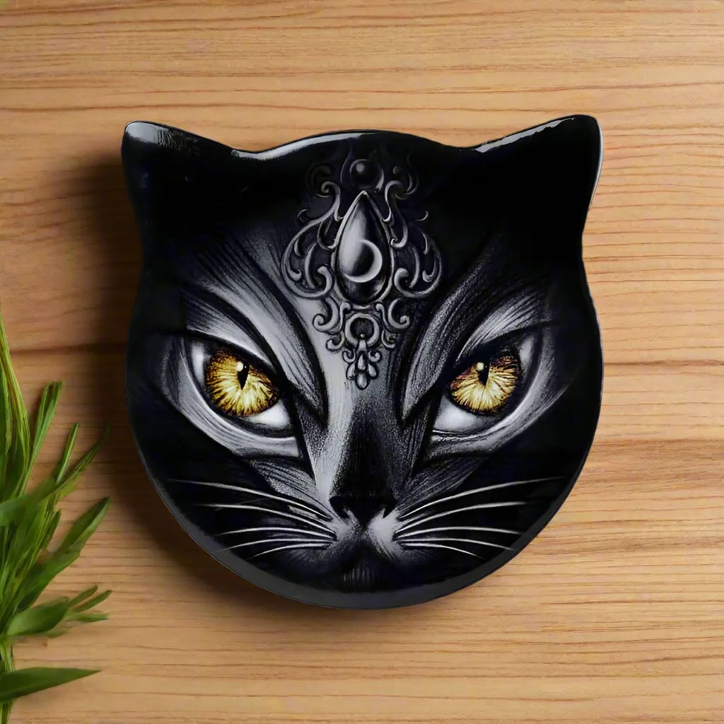 Alchemy Gothic Triple Moon or Sacred Cat Ceramic Black Cats Coasters