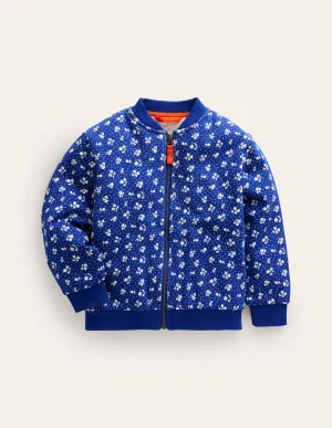 Borg Lined Jersey Bomber-Indigo Sprig Floral