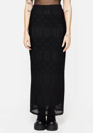 Cloister Flocked Mesh Maxi Skirt