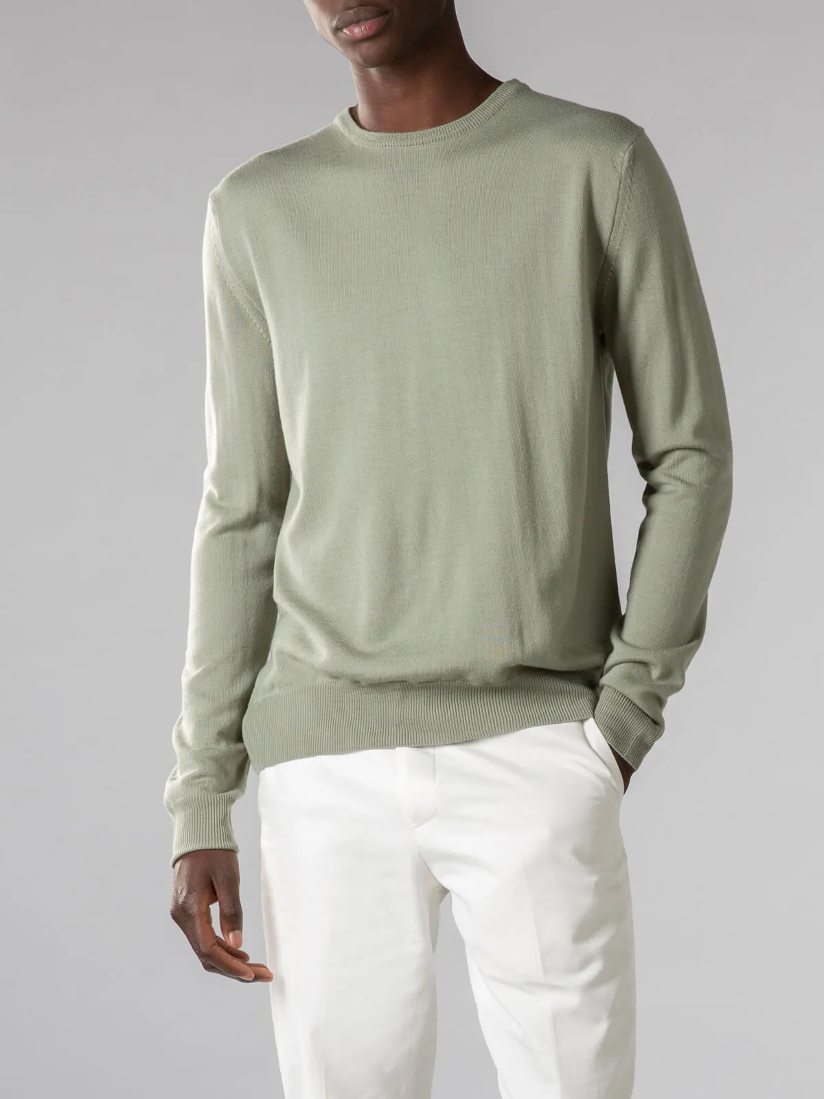 Extrafine Merino Crew Neck Sweater Pistache