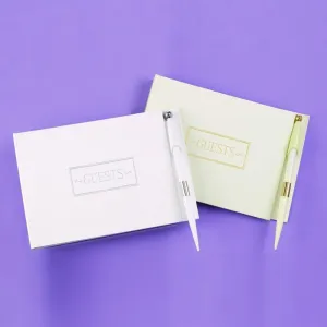 Foil Frame Ivory Guest Book and Pen