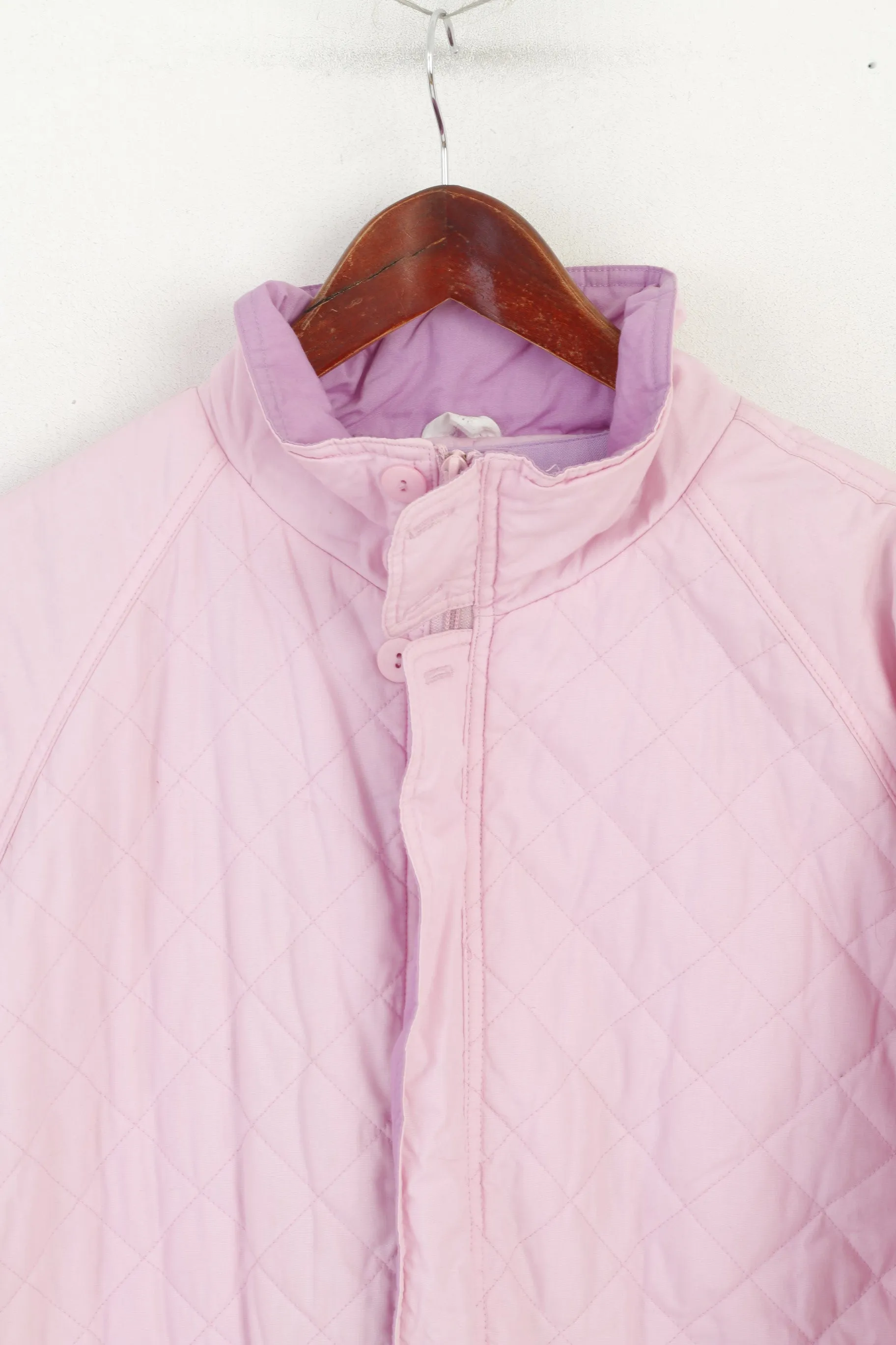 Frosty Winter Women 176 M Bomber Jacket Pink Quilted Cotton Full Zipper Retro Top