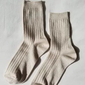 Her Socks in Ivory Gold