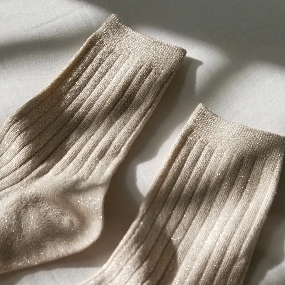 Her Socks in Ivory Gold