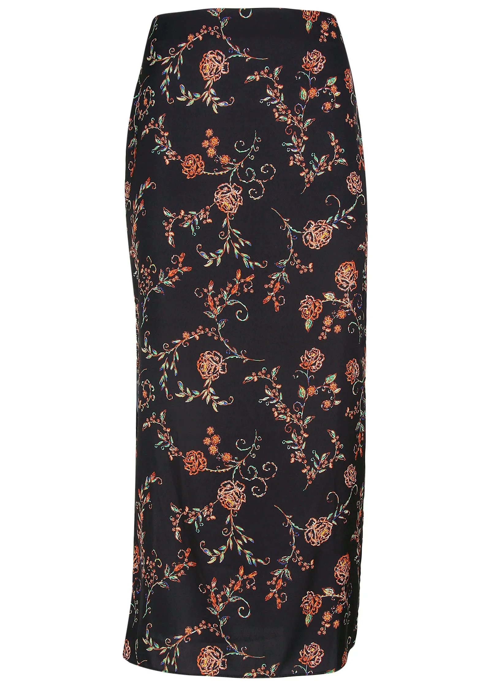 Midi Slip Skirt - Gothic Roses