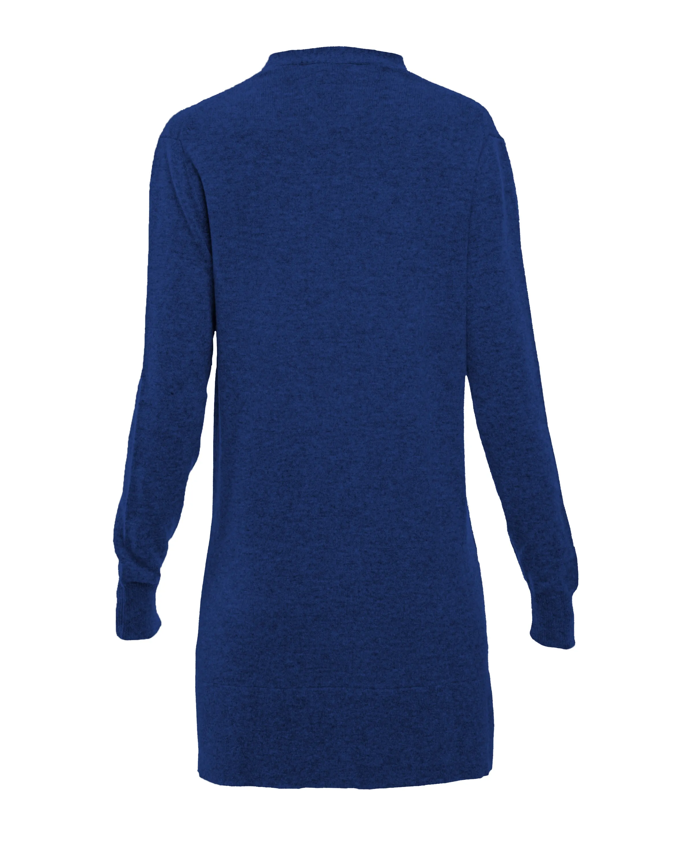 NEW FALL 24 - Women's Long Pure Cashmere Cardigan Sweater Melange Blue