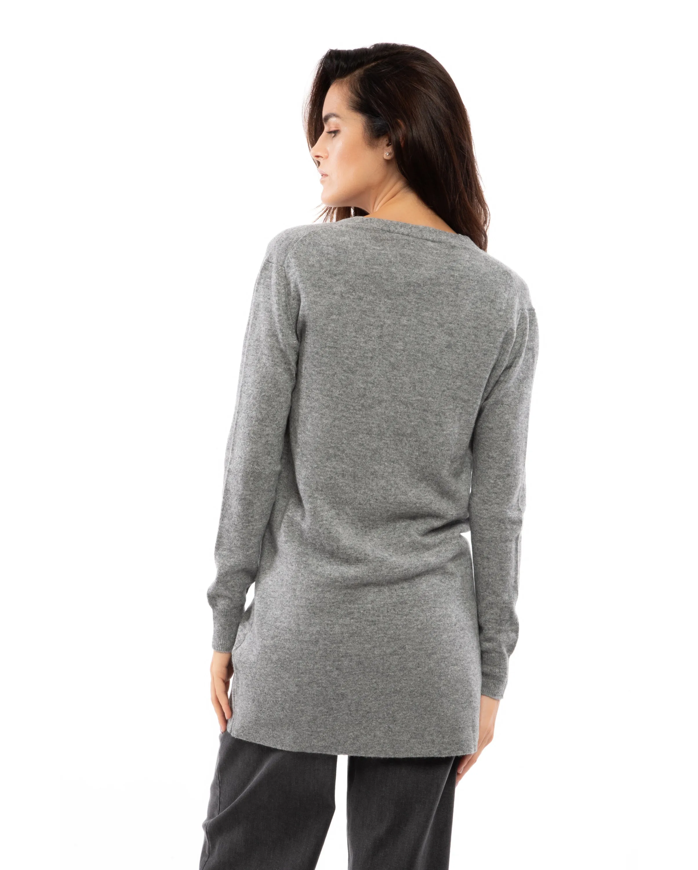 NEW FALL 24 - Women's Long Pure Cashmere Cardigan Sweater Off-White