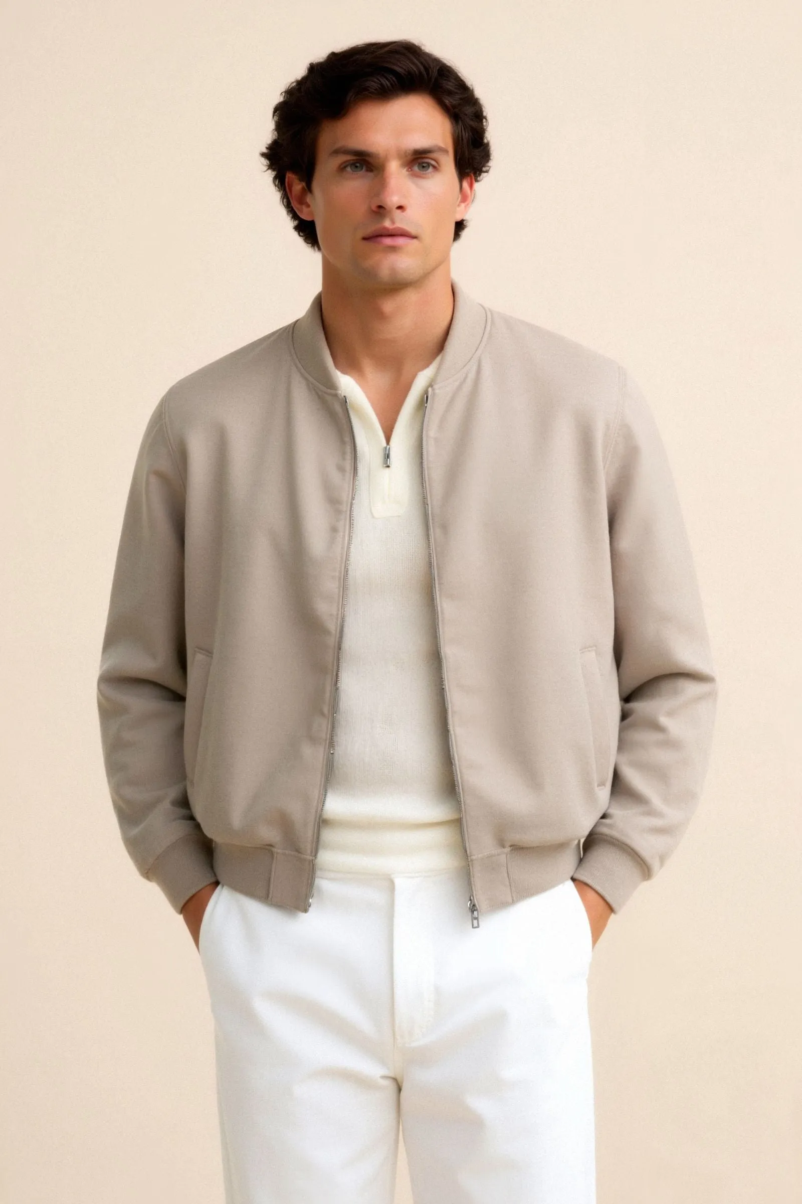 Quiet Luxury Slim Fit Bomber Jacket