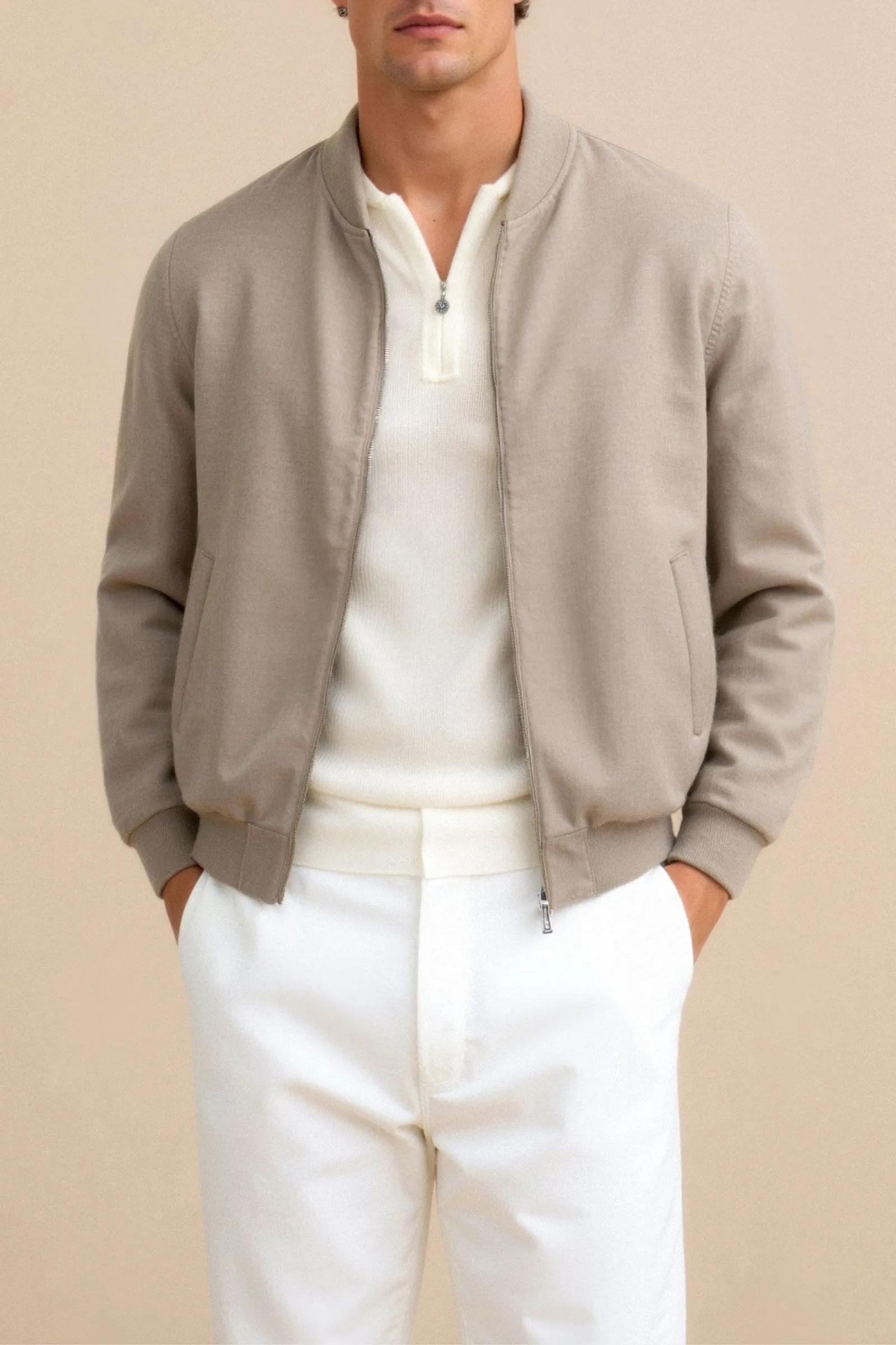 Quiet Luxury Slim Fit Bomber Jacket