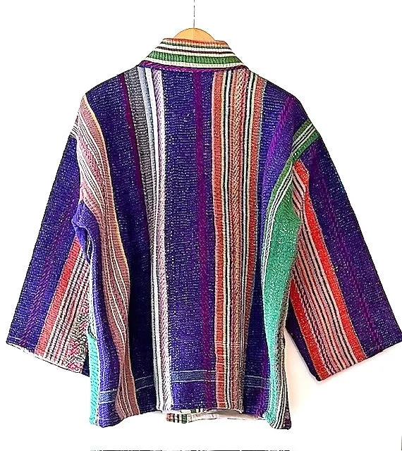 Specialty Collection: Short Designer Patchwork Hand Embroidered Jacket. Fully Reversible.