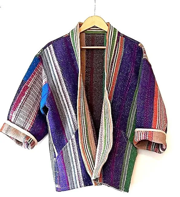 Specialty Collection: Short Designer Patchwork Hand Embroidered Jacket. Fully Reversible.