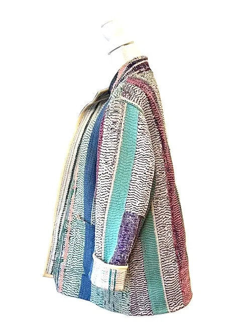 Specialty Collection: Short Designer Patchwork Hand Embroidered Jacket. Fully Reversible.(Pastel)(Copy)