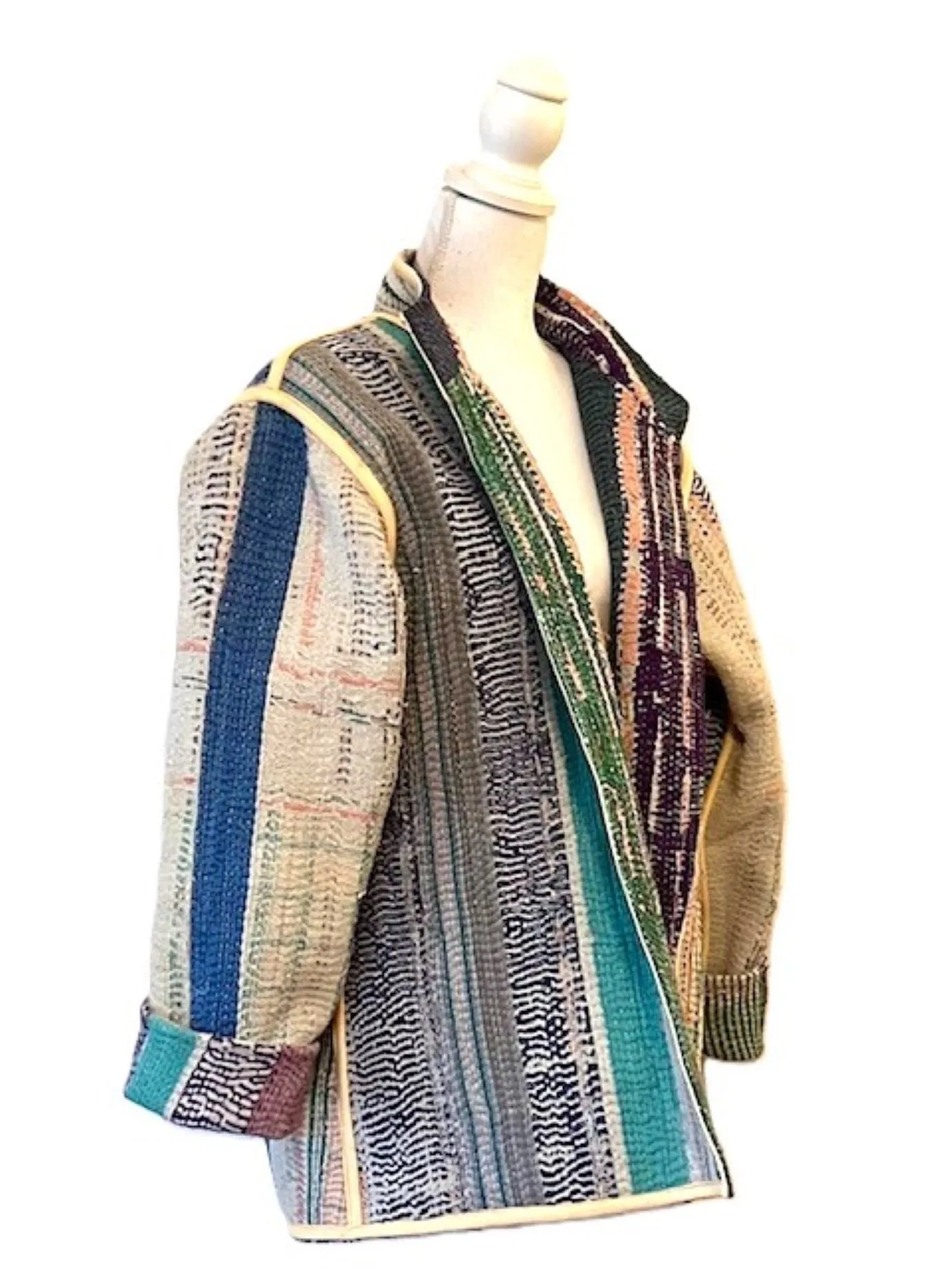 Specialty Collection: Short Designer Patchwork Hand Embroidered Jacket. Fully Reversible.(Pastel)(Copy)