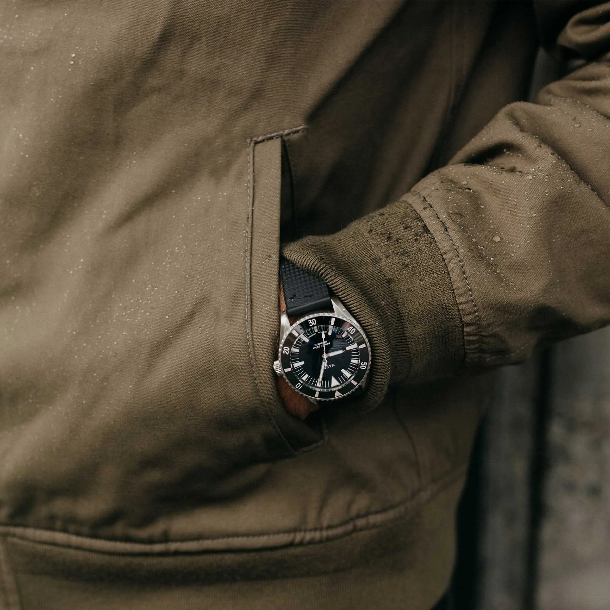 The Insulated Bomber Jacket in Fatigue Olive Dry Wax