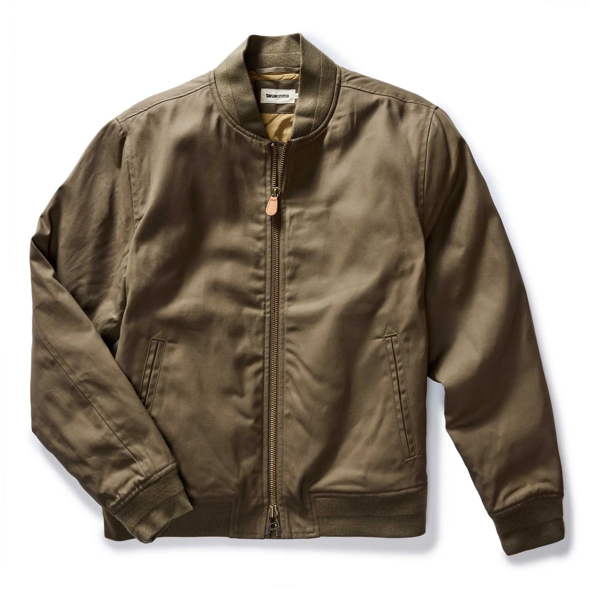 The Insulated Bomber Jacket in Fatigue Olive Dry Wax