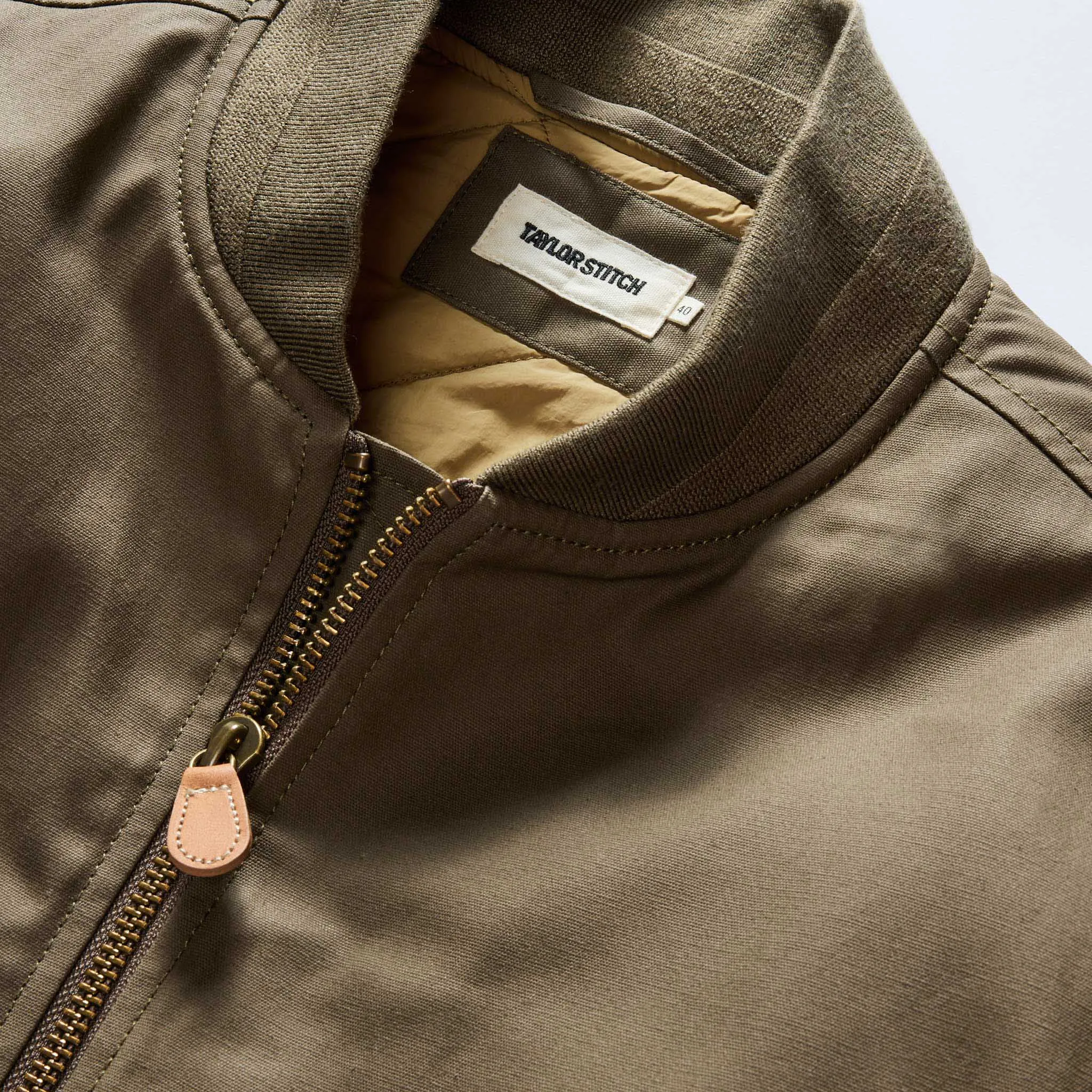 The Insulated Bomber Jacket in Fatigue Olive Dry Wax