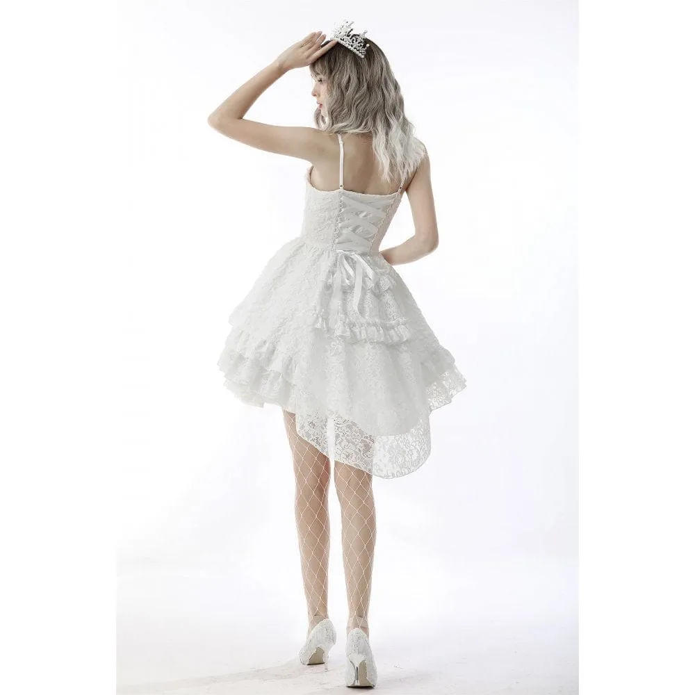 Women's Gothic Floral High/Low Multilayer Jacquard Slip Dress Wedding Dress