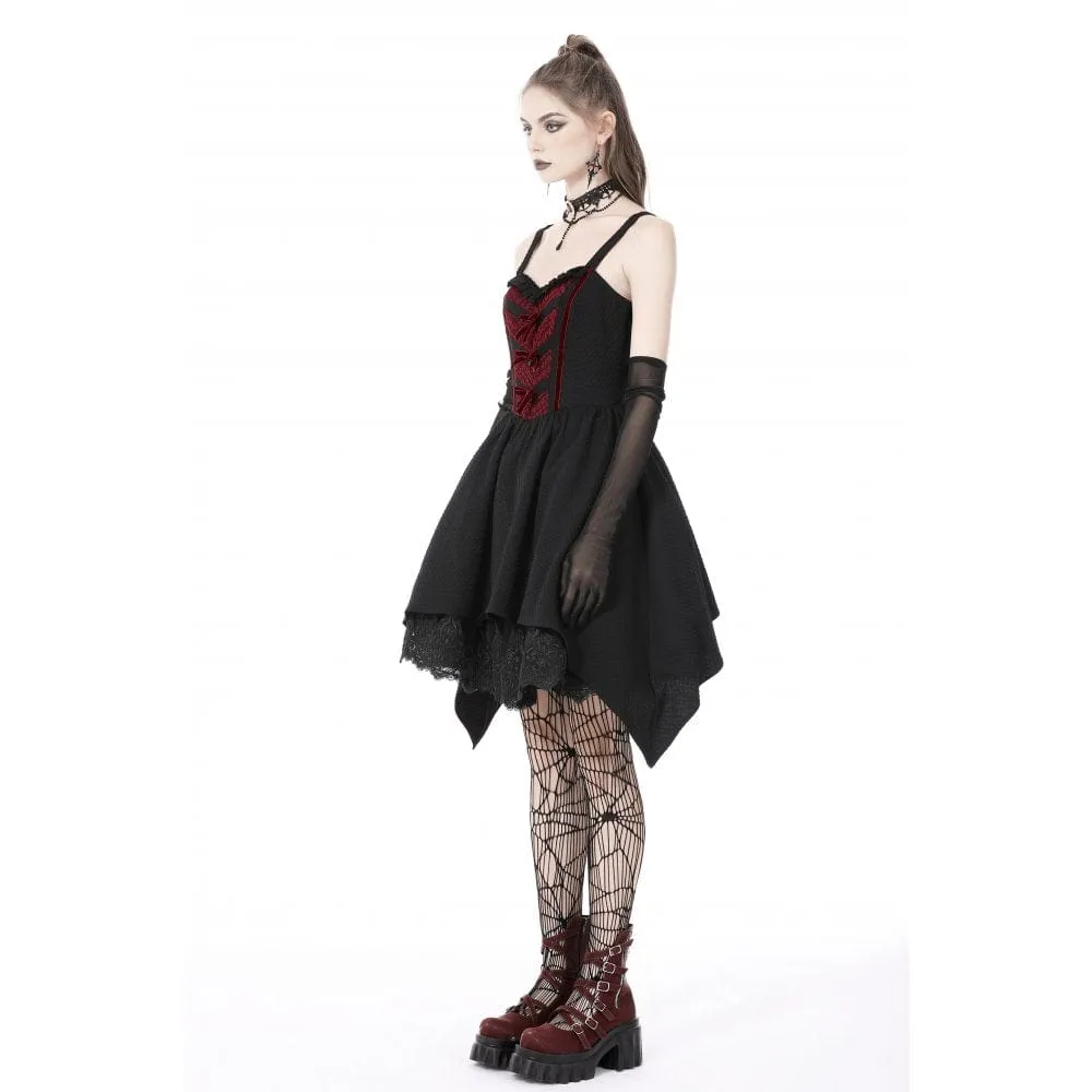 Women's Gothic Irregular Lace Splice Slip Dress