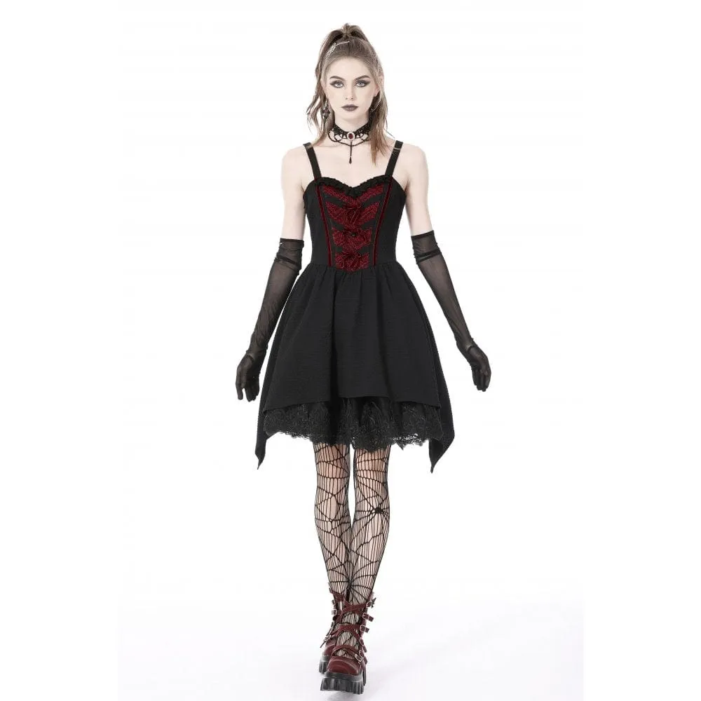 Women's Gothic Irregular Lace Splice Slip Dress