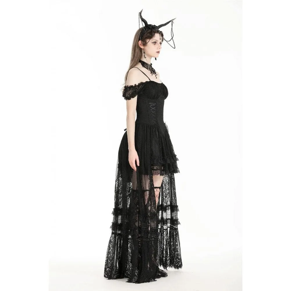 Women's Gothic Off-the-shoulder High/Low Prom Slip Dress