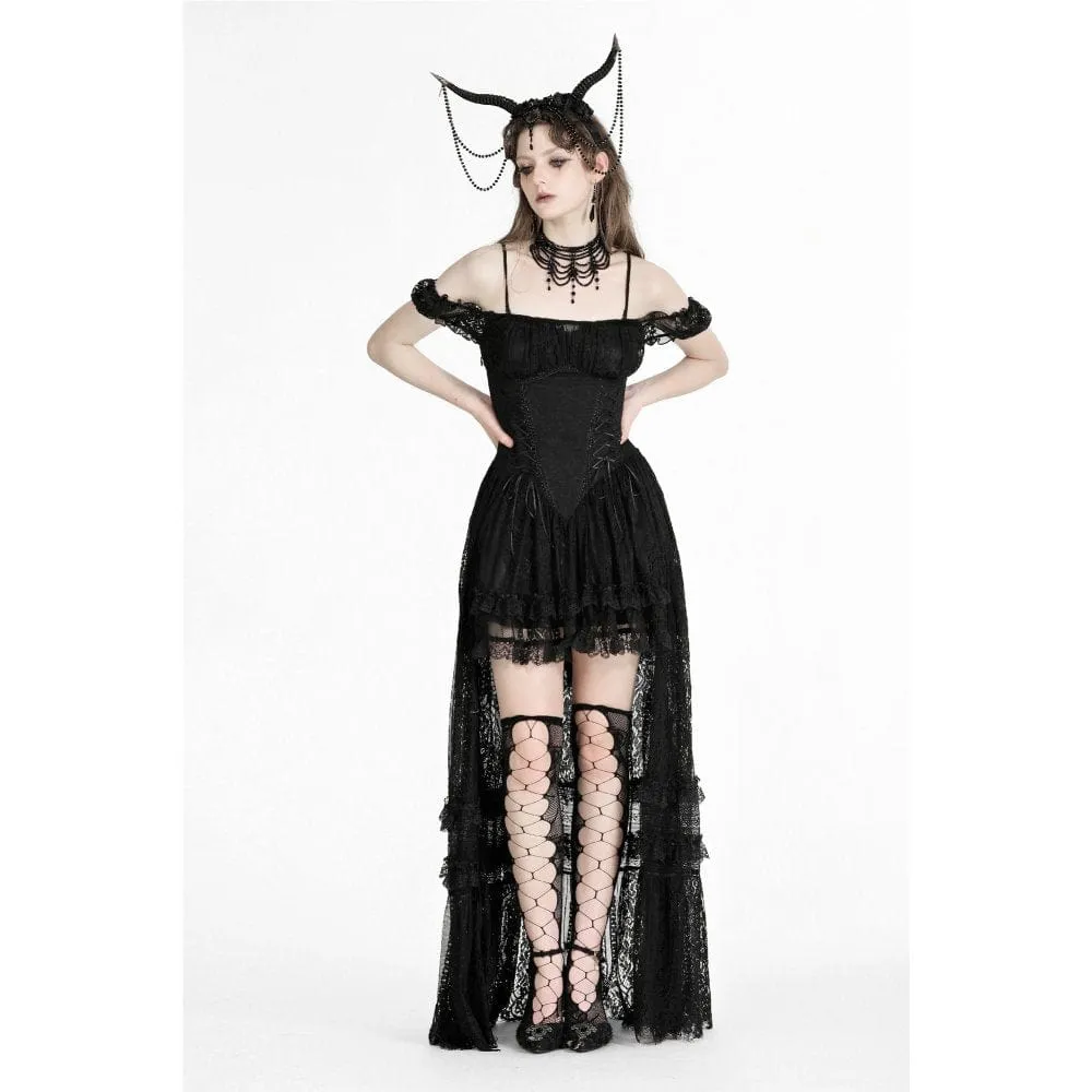 Women's Gothic Off-the-shoulder High/Low Prom Slip Dress