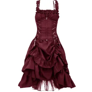 Women's Gothic Ruffled Layered Prom Slip Dress