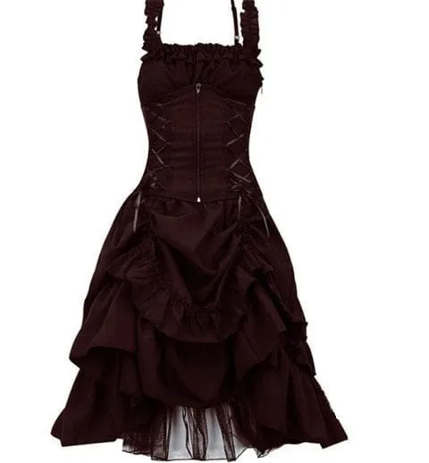 Women's Gothic Ruffled Layered Prom Slip Dress