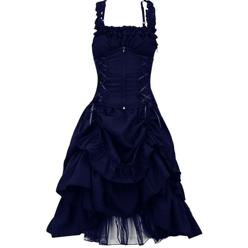 Women's Gothic Ruffled Layered Prom Slip Dress