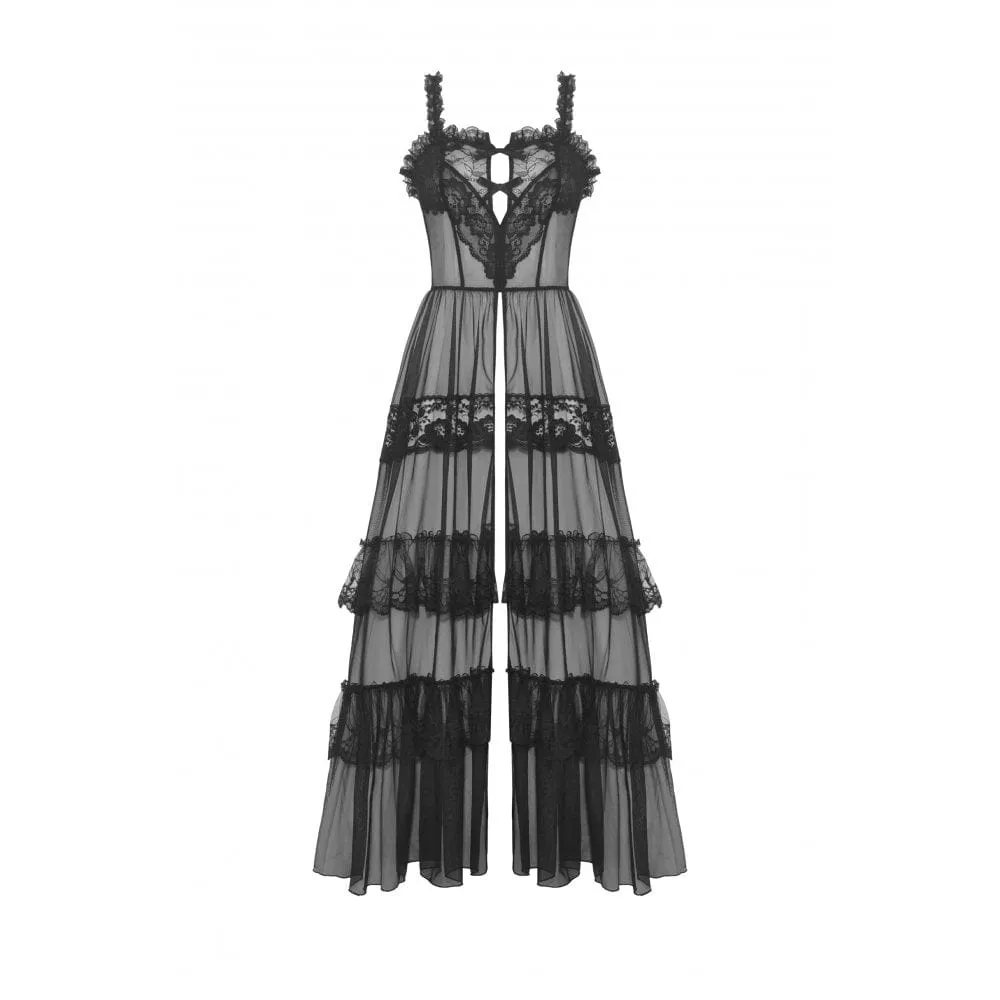 Women's Gothic Split Sheer Mesh Slip Dress